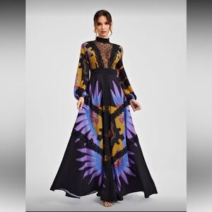 SHEIN X Vibrant Long Sleeve Maxi Dress
